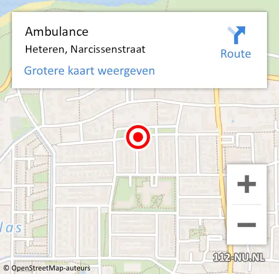 Locatie op kaart van de 112 melding: Ambulance Heteren, Narcissenstraat op 2 juli 2020 14:08
