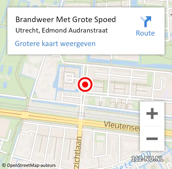 Locatie op kaart van de 112 melding: Brandweer Met Grote Spoed Naar Utrecht, Edmond Audranstraat op 2 juli 2020 15:22