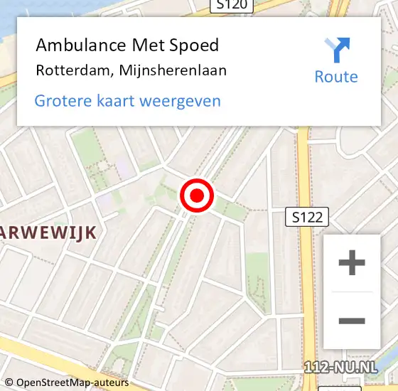 Locatie op kaart van de 112 melding: Ambulance Met Spoed Naar Rotterdam, Mijnsherenlaan op 2 juli 2020 15:26