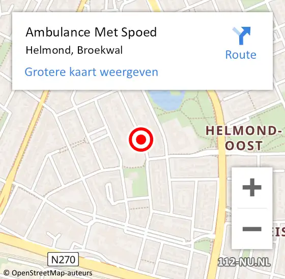 Locatie op kaart van de 112 melding: Ambulance Met Spoed Naar Helmond, Broekwal op 2 juli 2020 17:09