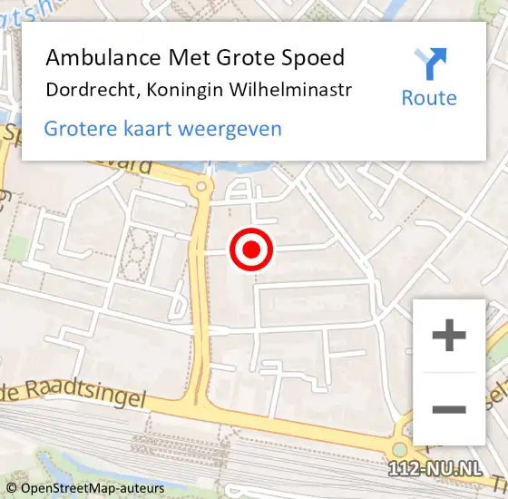 Locatie op kaart van de 112 melding: Ambulance Met Grote Spoed Naar Dordrecht, Koningin Wilhelminastr op 2 juli 2020 17:25