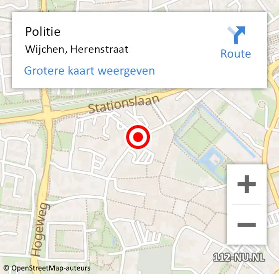 Locatie op kaart van de 112 melding: Politie Wijchen, Herenstraat op 2 juli 2020 17:35