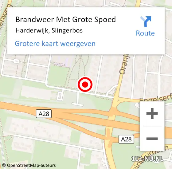 Locatie op kaart van de 112 melding: Brandweer Met Grote Spoed Naar Harderwijk, Slingerbos op 11 mei 2014 14:22