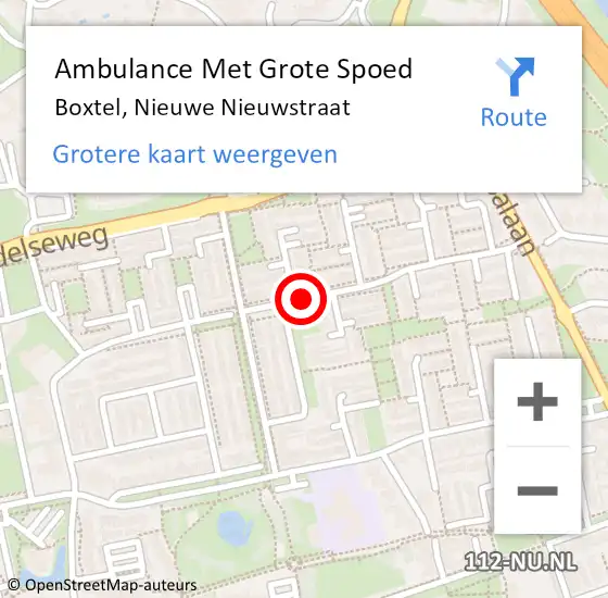 Locatie op kaart van de 112 melding: Ambulance Met Grote Spoed Naar Boxtel, Nieuwe Nieuwstraat op 2 juli 2020 19:04