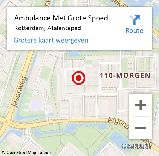 Locatie op kaart van de 112 melding: Ambulance Met Grote Spoed Naar Rotterdam, Atalantapad op 2 juli 2020 19:23