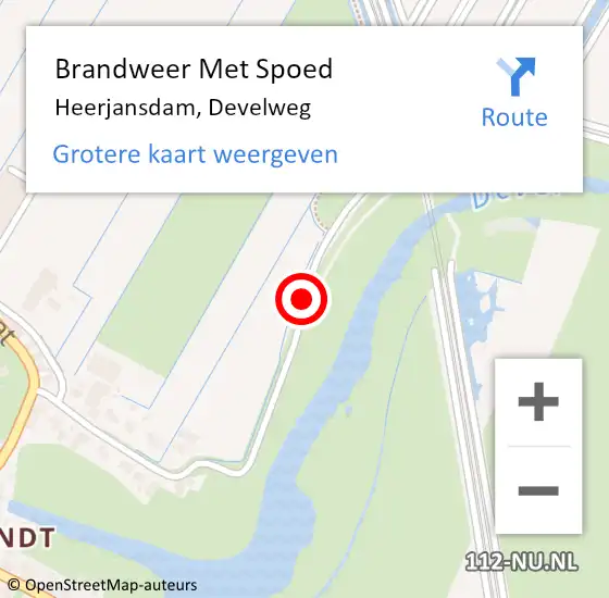 Locatie op kaart van de 112 melding: Brandweer Met Spoed Naar Heerjansdam, Develweg op 2 juli 2020 20:23