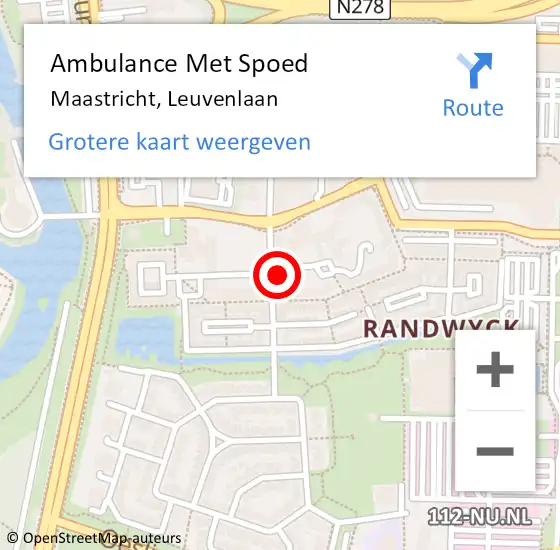 Locatie op kaart van de 112 melding: Ambulance Met Spoed Naar Maastricht, Leuvenlaan op 11 mei 2014 14:38