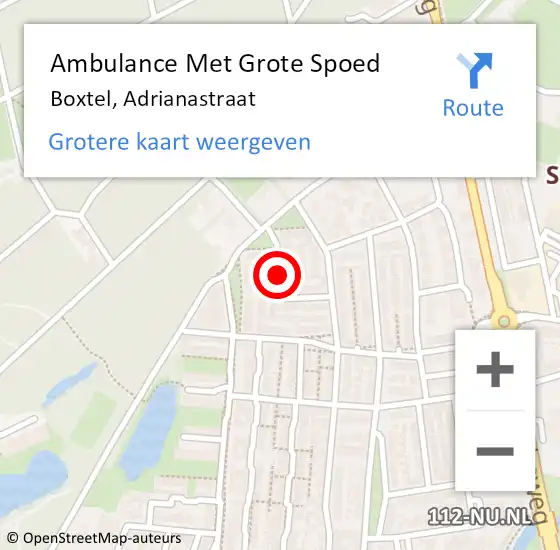 Locatie op kaart van de 112 melding: Ambulance Met Grote Spoed Naar Boxtel, Adrianastraat op 2 juli 2020 21:34