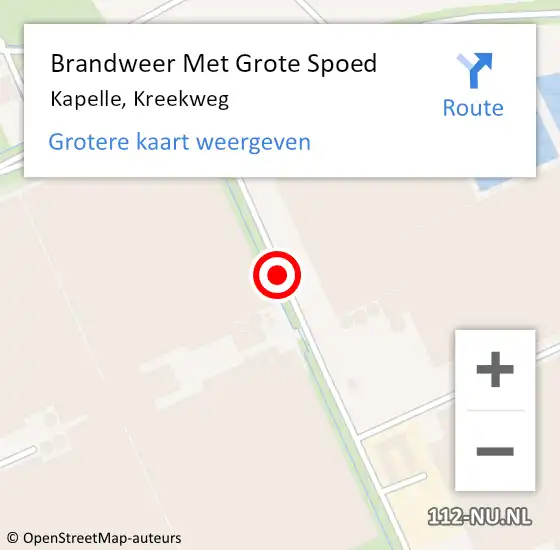 Locatie op kaart van de 112 melding: Brandweer Met Grote Spoed Naar Kapelle, Kreekweg op 2 juli 2020 23:59