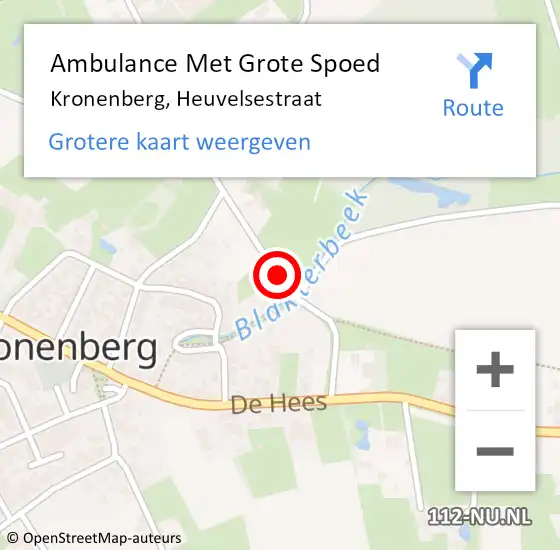 Locatie op kaart van de 112 melding: Ambulance Met Grote Spoed Naar Kronenberg, Heuvelsestraat op 1 oktober 2013 15:08