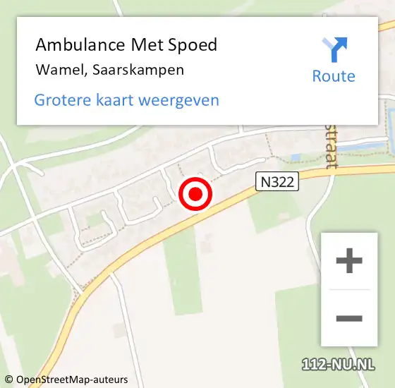 Locatie op kaart van de 112 melding: Ambulance Met Spoed Naar Wamel, Saarskampen op 3 juli 2020 01:51