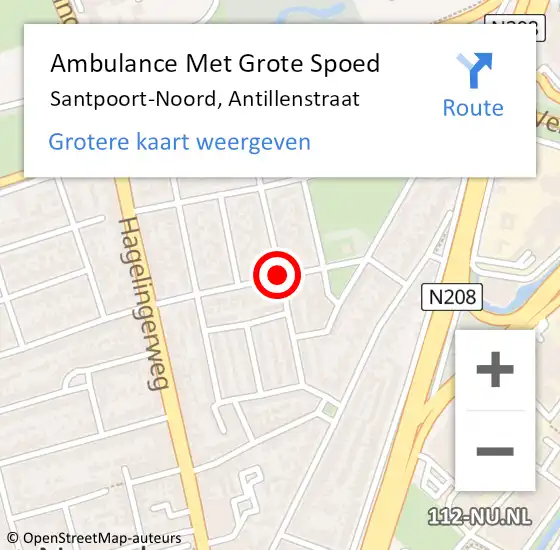 Locatie op kaart van de 112 melding: Ambulance Met Grote Spoed Naar Santpoort-Noord, Antillenstraat op 3 juli 2020 03:07
