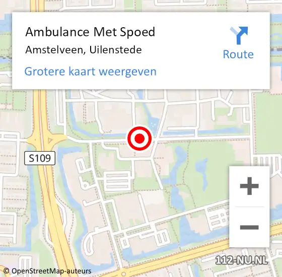 Locatie op kaart van de 112 melding: Ambulance Met Spoed Naar Amstelveen, Uilenstede op 3 juli 2020 03:23