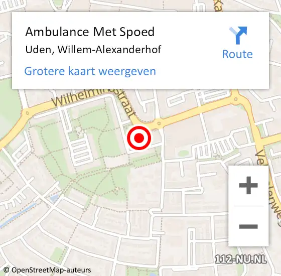 Locatie op kaart van de 112 melding: Ambulance Met Spoed Naar Uden, Willem-Alexanderhof op 3 juli 2020 03:28