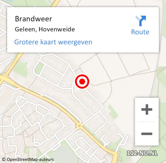 Locatie op kaart van de 112 melding: Brandweer Geleen, Hovenweide op 11 mei 2014 15:15