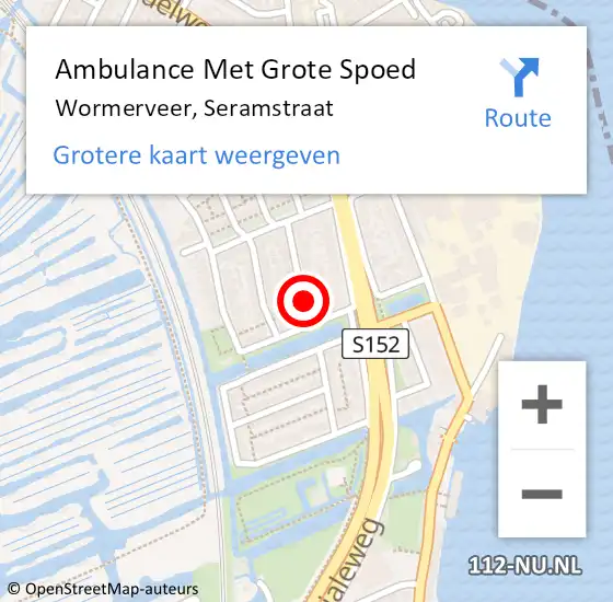Locatie op kaart van de 112 melding: Ambulance Met Grote Spoed Naar Wormerveer, Seramstraat op 3 juli 2020 08:48