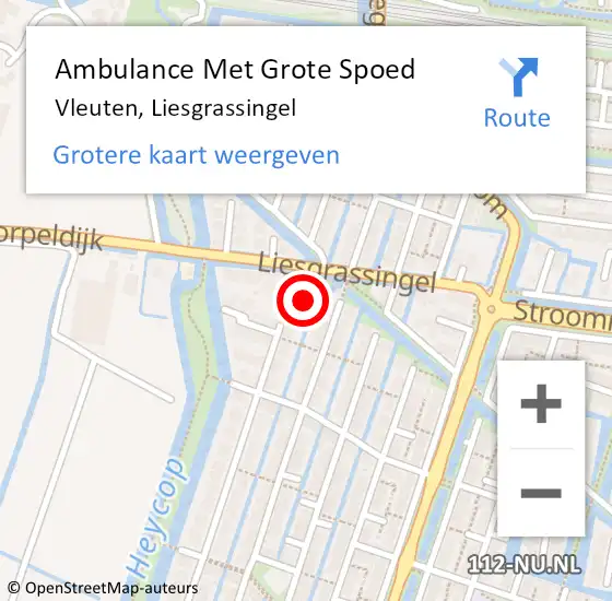 Locatie op kaart van de 112 melding: Ambulance Met Grote Spoed Naar Vleuten, Liesgrassingel op 11 mei 2014 15:20