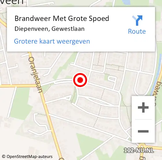 Locatie op kaart van de 112 melding: Brandweer Met Grote Spoed Naar Diepenveen, Gewestlaan op 3 juli 2020 10:10