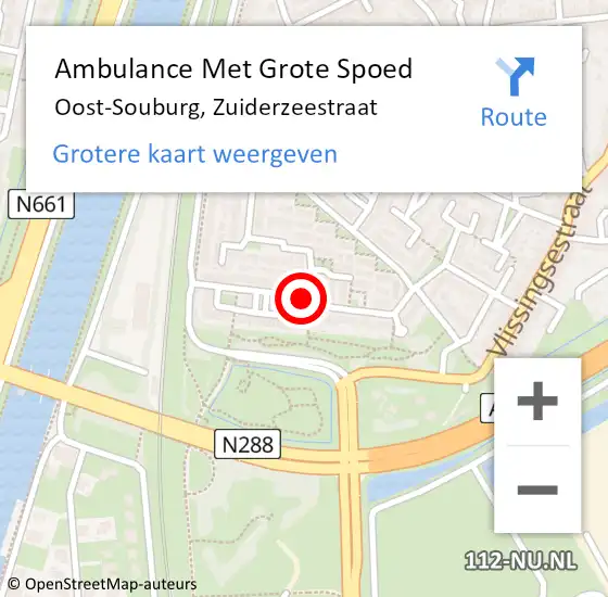 Locatie op kaart van de 112 melding: Ambulance Met Grote Spoed Naar Oost-Souburg, Zuiderzeestraat op 3 juli 2020 10:13