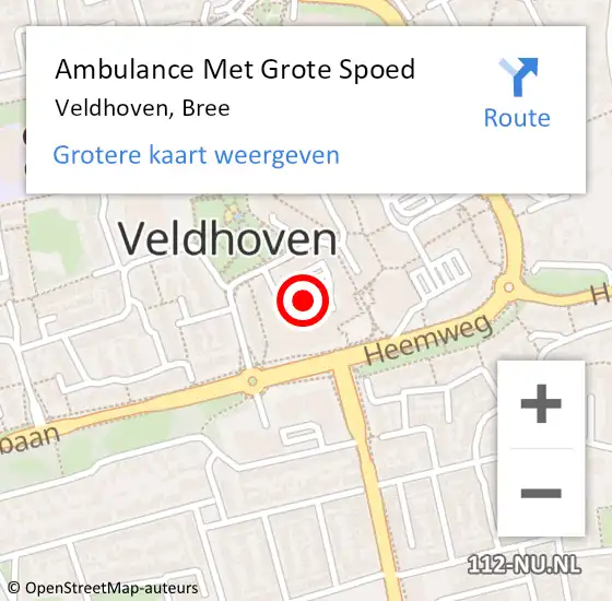 Locatie op kaart van de 112 melding: Ambulance Met Grote Spoed Naar Veldhoven, Bree op 3 juli 2020 10:43