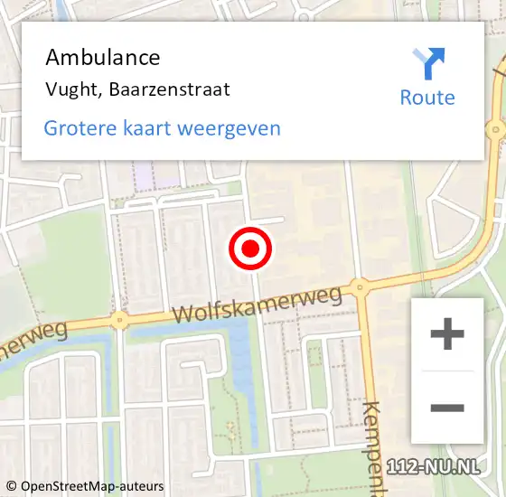 Locatie op kaart van de 112 melding: Ambulance Vught, Baarzenstraat op 3 juli 2020 10:57