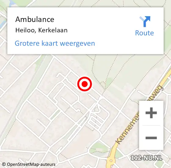 Locatie op kaart van de 112 melding: Ambulance Heiloo, Kerkelaan op 3 juli 2020 12:21