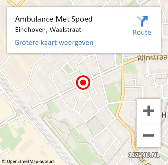 Locatie op kaart van de 112 melding: Ambulance Met Spoed Naar Eindhoven, Waalstraat op 3 juli 2020 13:00