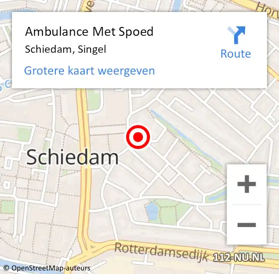 Locatie op kaart van de 112 melding: Ambulance Met Spoed Naar Schiedam, Singel op 3 juli 2020 13:01