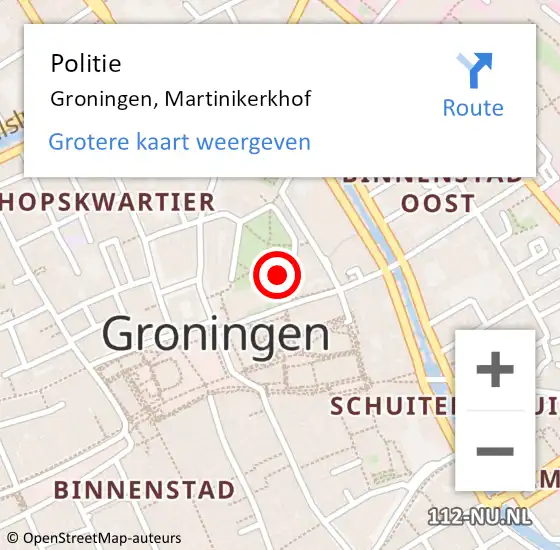 Locatie op kaart van de 112 melding: Politie Groningen, Martinikerkhof op 3 juli 2020 13:30