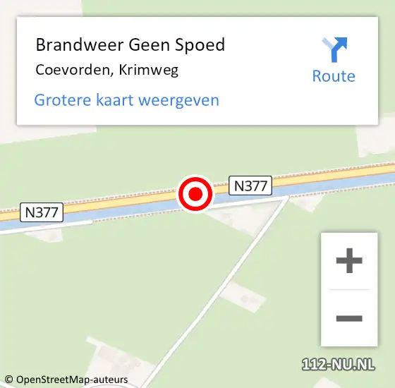 Locatie op kaart van de 112 melding: Brandweer Geen Spoed Naar Coevorden, Krimweg op 3 juli 2020 13:32