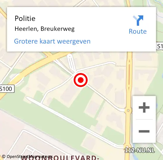 Locatie op kaart van de 112 melding: Politie Heerlen, Breukerweg op 3 juli 2020 14:54