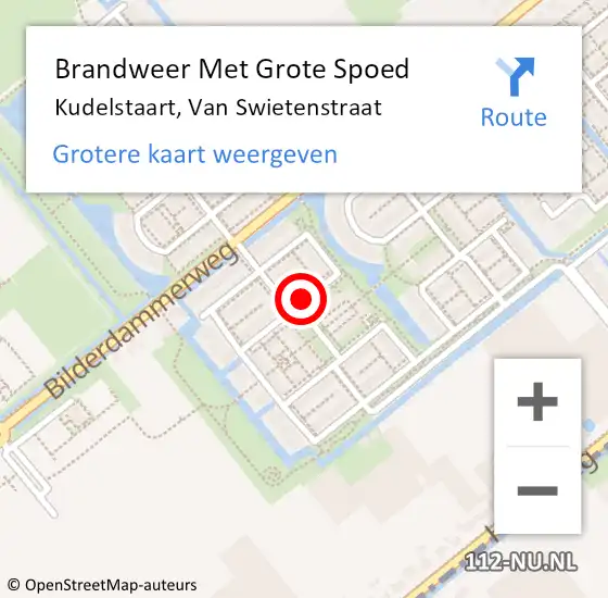 Locatie op kaart van de 112 melding: Brandweer Met Grote Spoed Naar Kudelstaart, Van Swietenstraat op 3 juli 2020 15:38