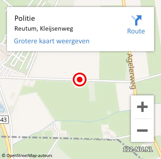 Locatie op kaart van de 112 melding: Politie Reutum, Kleijsenweg op 3 juli 2020 15:39