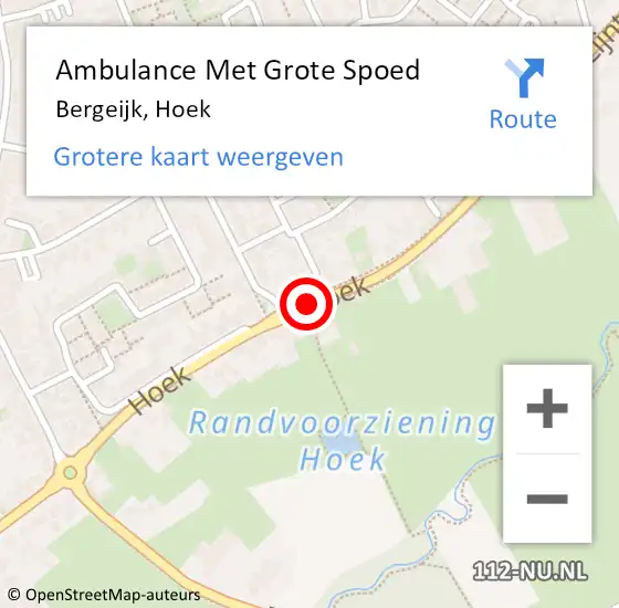 Locatie op kaart van de 112 melding: Ambulance Met Grote Spoed Naar Bergeijk, Hoek op 3 juli 2020 16:06