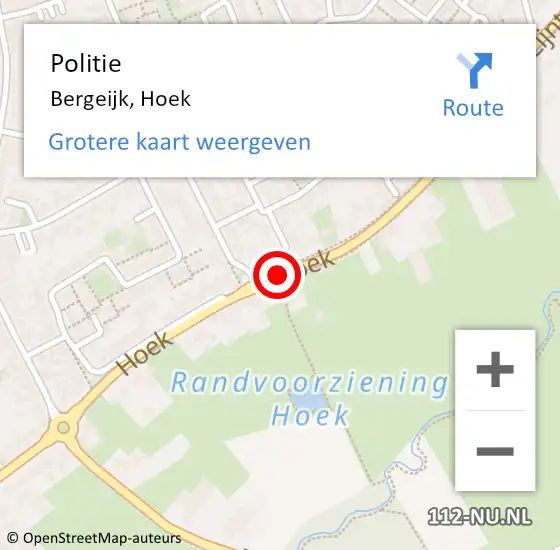 Locatie op kaart van de 112 melding: Politie Bergeijk, Hoek op 3 juli 2020 16:09