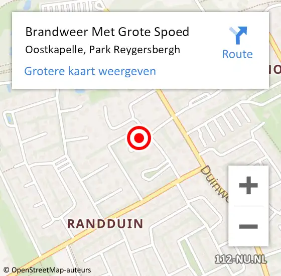 Locatie op kaart van de 112 melding: Brandweer Met Grote Spoed Naar Oostkapelle, Park Reygersbergh op 3 juli 2020 16:35