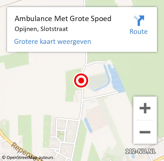 Locatie op kaart van de 112 melding: Ambulance Met Grote Spoed Naar Opijnen, Slotstraat op 3 juli 2020 17:30