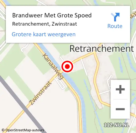 Locatie op kaart van de 112 melding: Brandweer Met Grote Spoed Naar Retranchement, Zwinstraat op 3 juli 2020 18:00