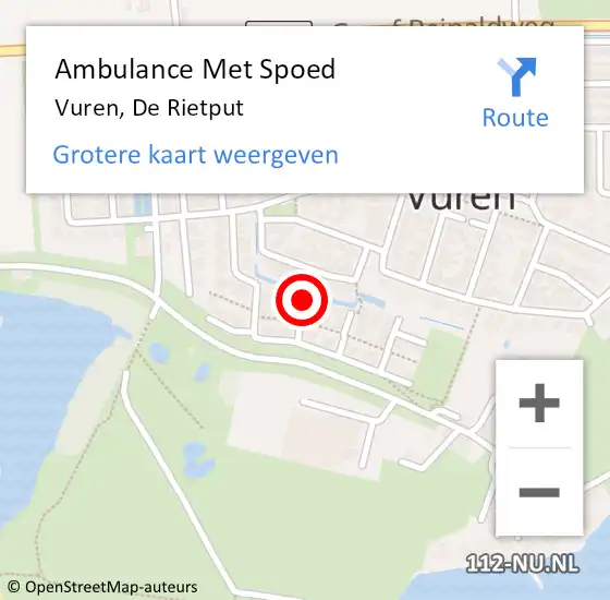 Locatie op kaart van de 112 melding: Ambulance Met Spoed Naar Vuren, De Rietput op 3 juli 2020 18:33