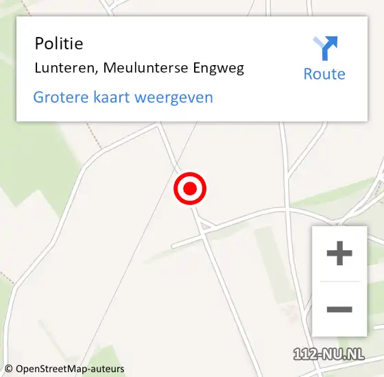 Locatie op kaart van de 112 melding: Politie Lunteren, Meulunterse Engweg op 3 juli 2020 19:19