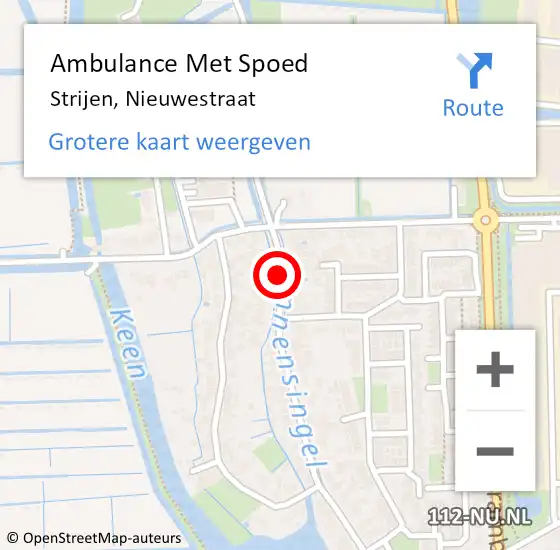 Locatie op kaart van de 112 melding: Ambulance Met Spoed Naar Strijen, Nieuwestraat op 3 juli 2020 19:40