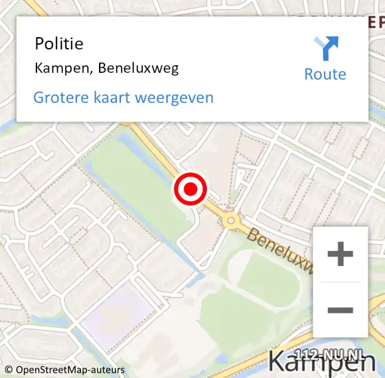 Locatie op kaart van de 112 melding: Politie Kampen, Beneluxweg op 3 juli 2020 20:50