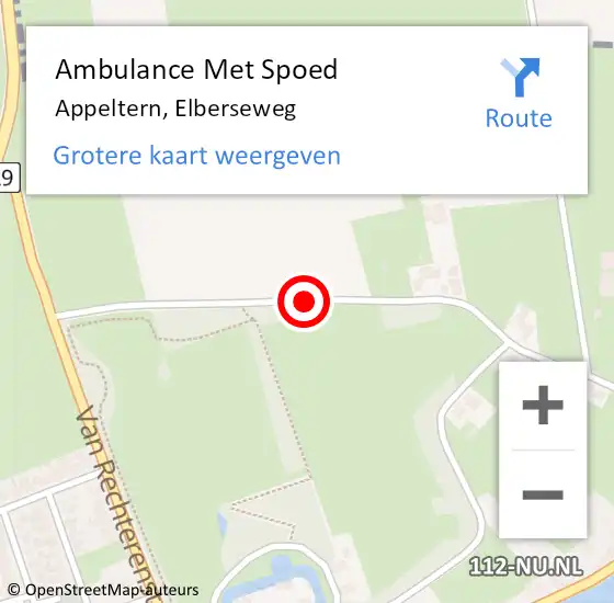 Locatie op kaart van de 112 melding: Ambulance Met Spoed Naar Appeltern, Elberseweg op 3 juli 2020 21:42