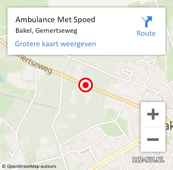 Locatie op kaart van de 112 melding: Ambulance Met Spoed Naar Bakel, Gemertseweg op 3 juli 2020 21:44