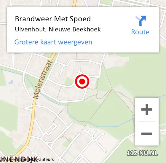 Locatie op kaart van de 112 melding: Brandweer Met Spoed Naar Ulvenhout, Nieuwe Beekhoek op 1 oktober 2013 15:15