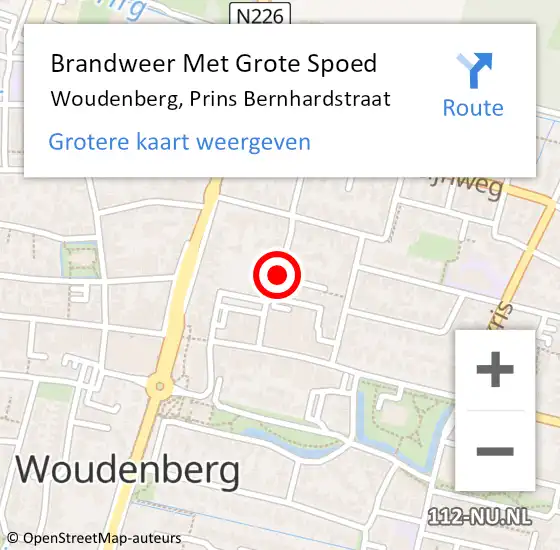 Locatie op kaart van de 112 melding: Brandweer Met Grote Spoed Naar Woudenberg, Prins Bernhardstraat op 3 juli 2020 23:07