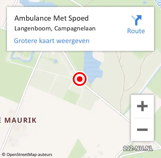 Locatie op kaart van de 112 melding: Ambulance Met Spoed Naar Langenboom, Campagnelaan op 3 juli 2020 23:28