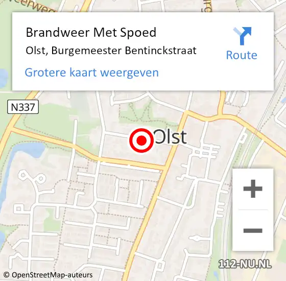 Locatie op kaart van de 112 melding: Brandweer Met Spoed Naar Olst, Burgemeester Bentinckstraat op 3 juli 2020 23:49