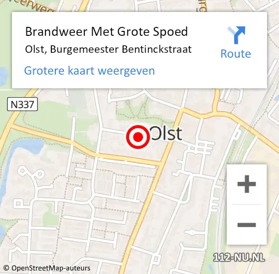 Locatie op kaart van de 112 melding: Brandweer Met Grote Spoed Naar Olst, Burgemeester Bentinckstraat op 3 juli 2020 23:50