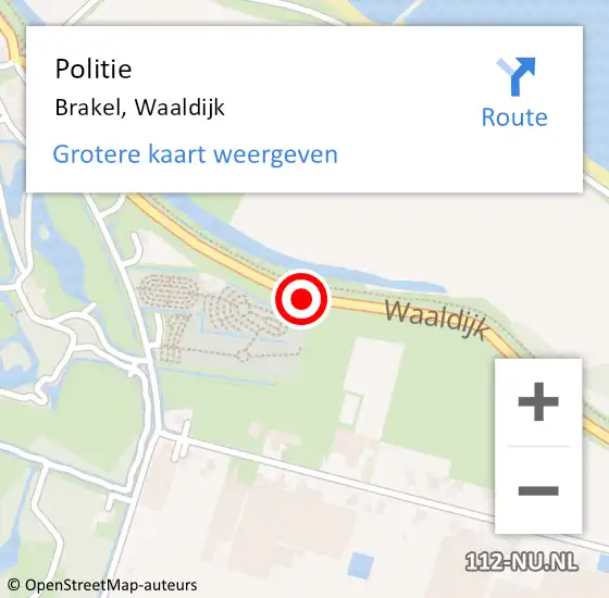 Locatie op kaart van de 112 melding: Politie Brakel, Waaldijk op 4 juli 2020 00:27